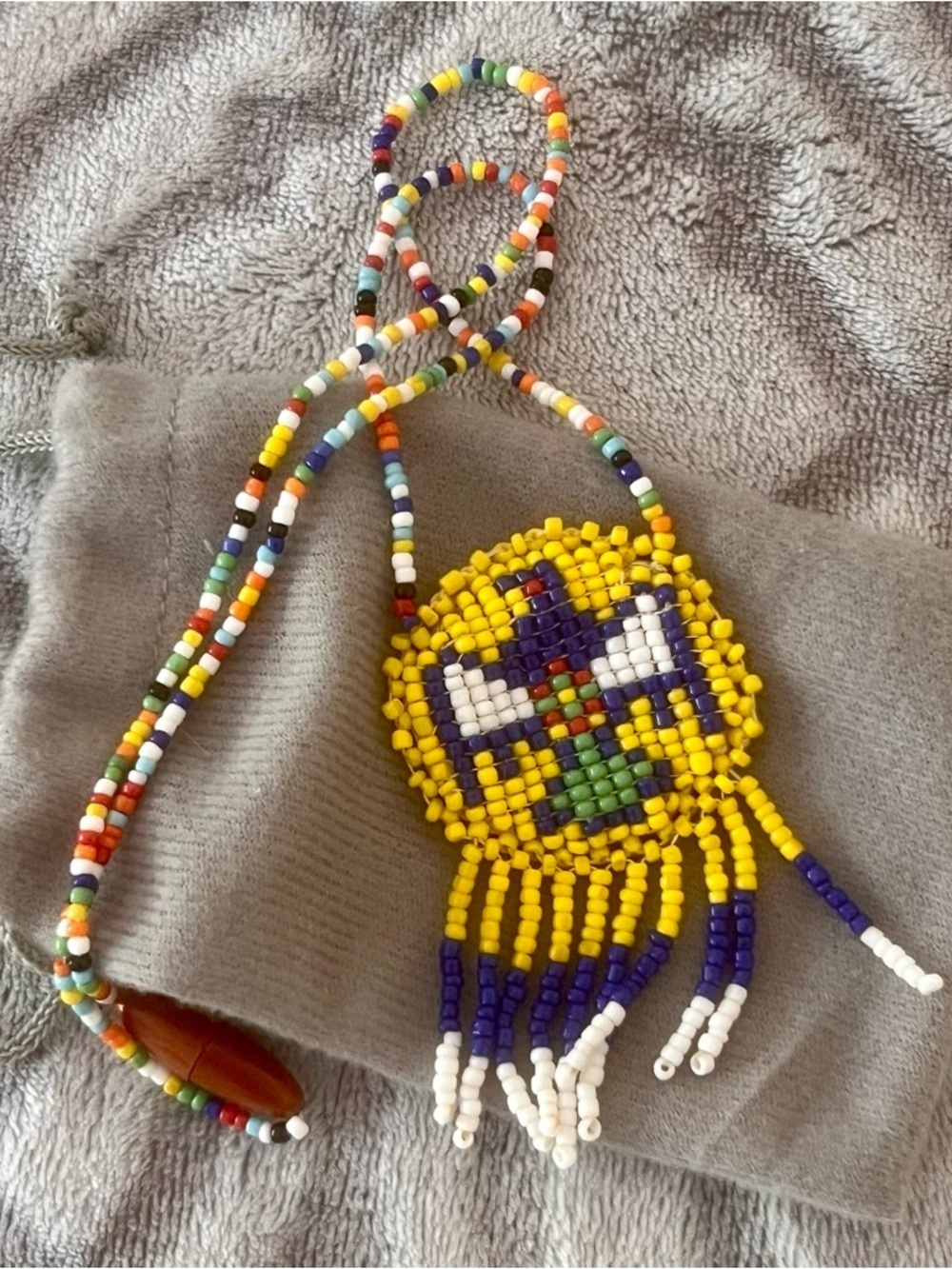 Beaded Thunderbird Necklace Native Style Southwestern Fringe